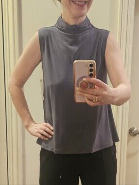 Sympli Sleeveless Mock Neck Top In Black Pearl Size 4